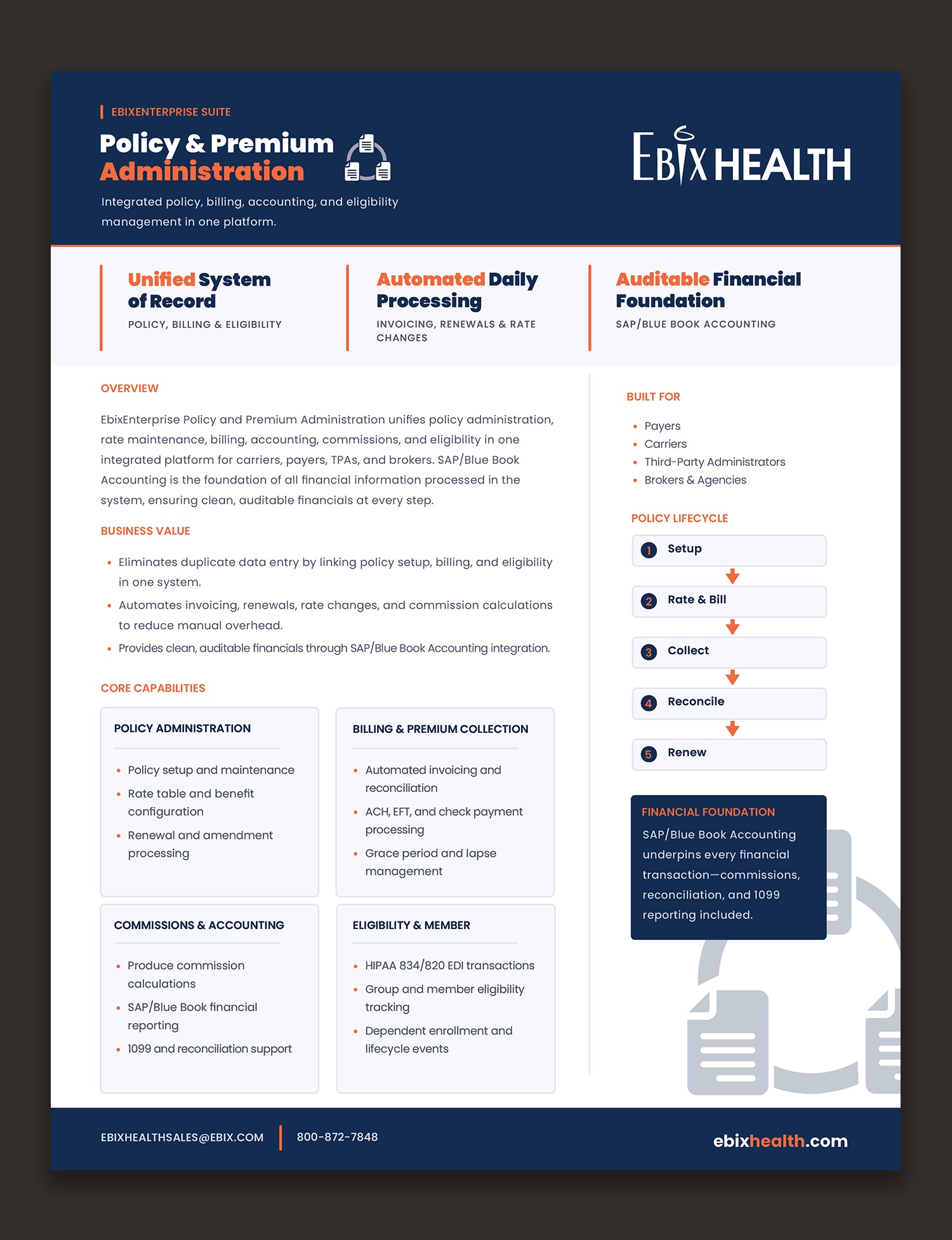 Policy and Premium Administration product brochure